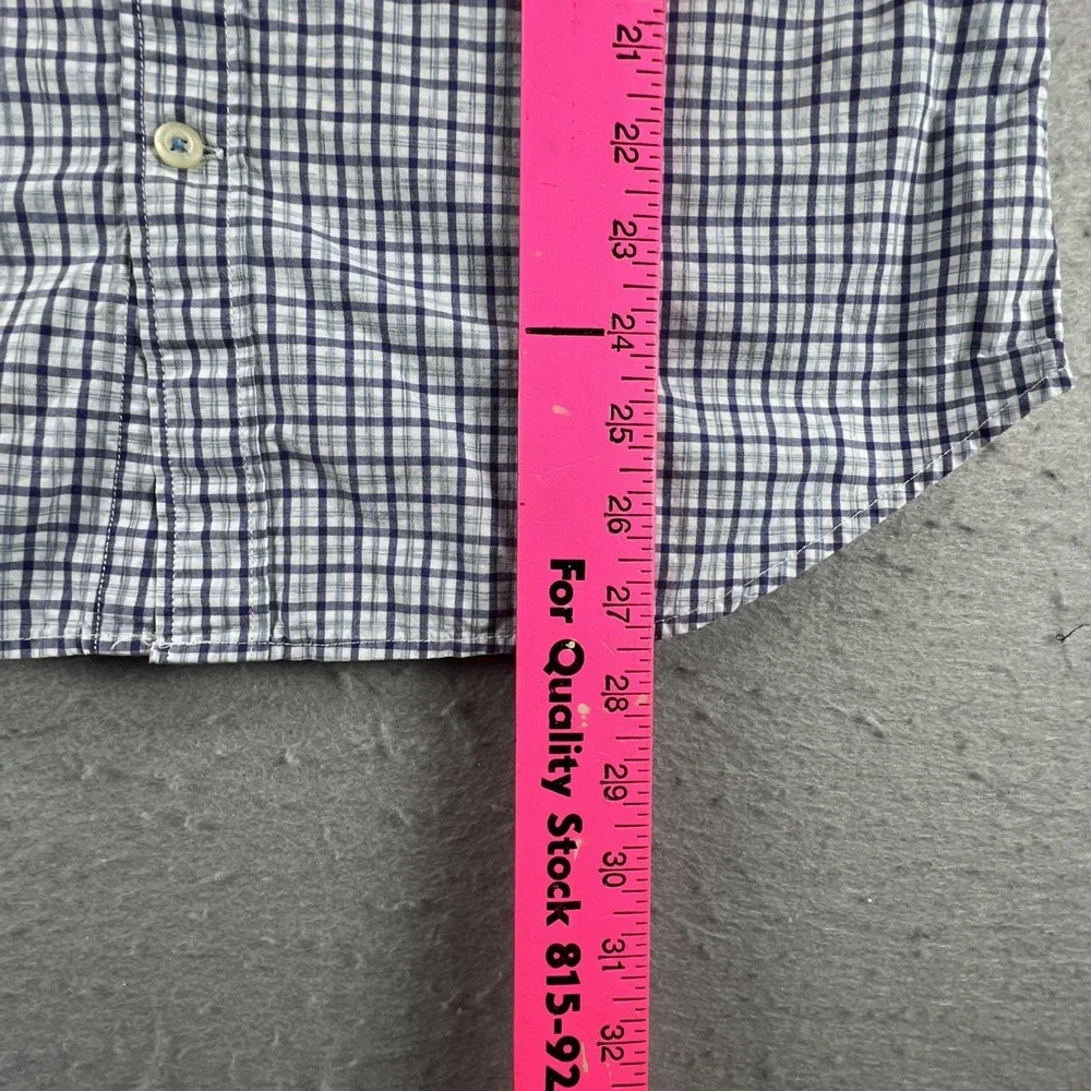 Banana Republic Navy Blue & Green Check Grant Fit Button Down Shirt Mens Medium
